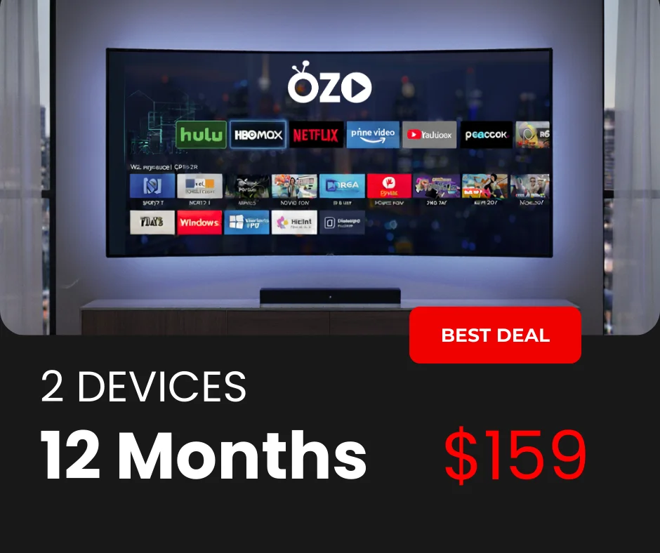 2 Devices 12 MONTH Ozoiptv subscription